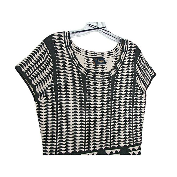 Just... Taylor Fit and Flare Dress Womens Large Tan Gray Geomatics Print Career - Picture 2 of 10